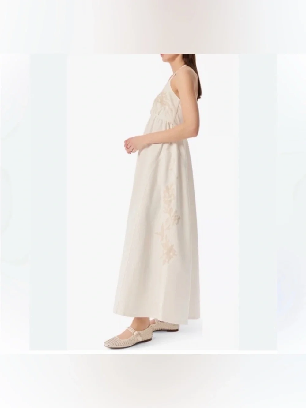 Robert Rodriguez White Embroidered Halter Maxi Dress NWOT Size 12